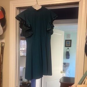 Chelsea28 Teal Ruffle Sleeve Mini Dress